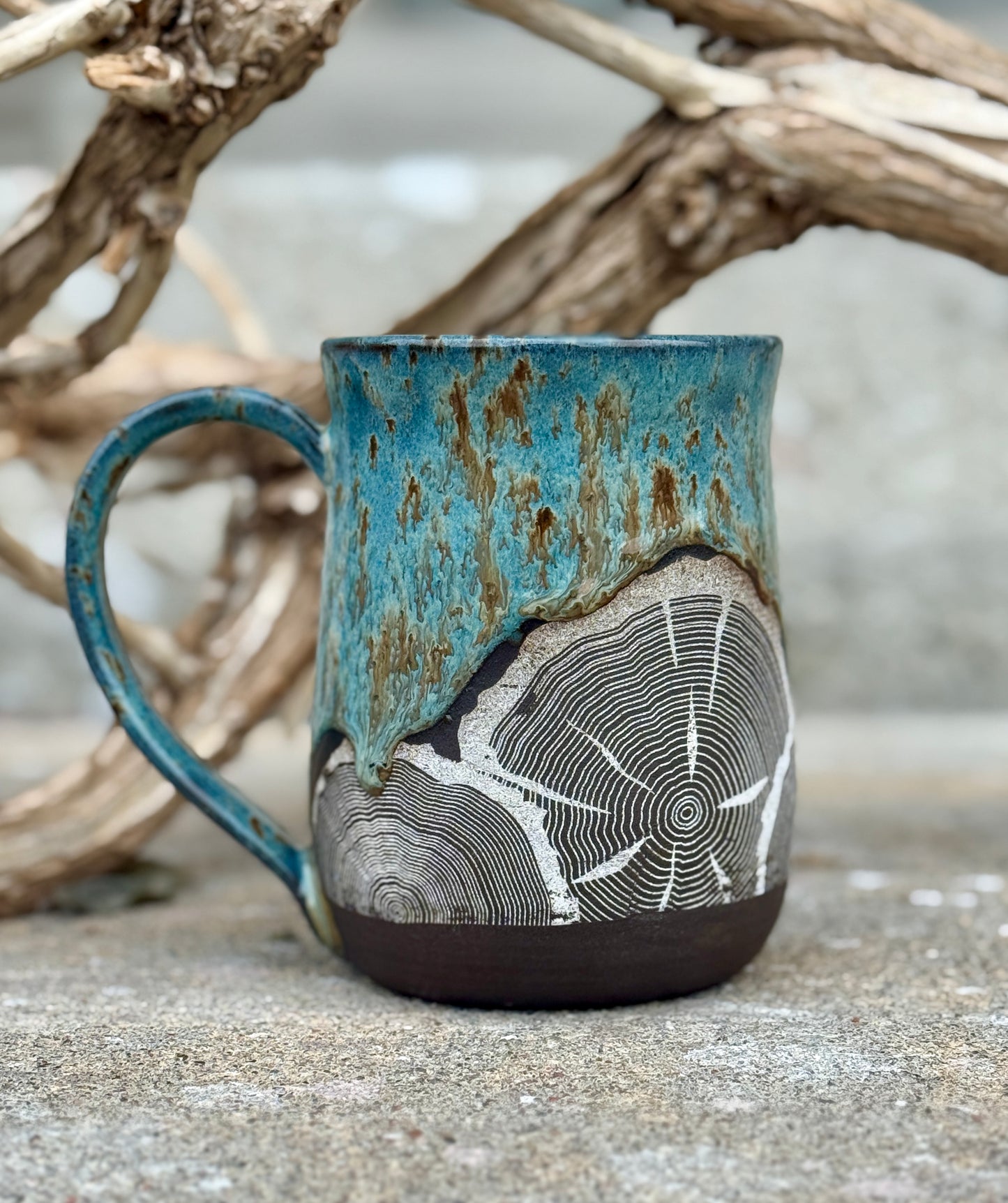 Raw Turquoise Woodgrain Mug - Dark 1