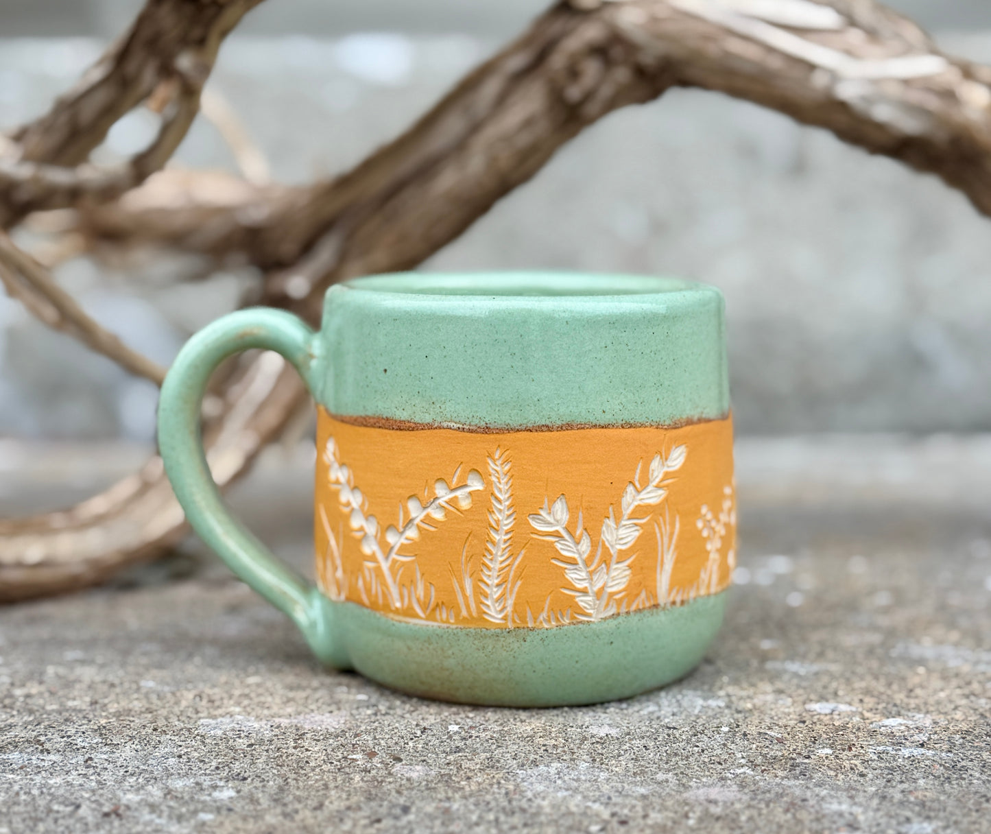 Branches in the Mint Mug - Yellow 1