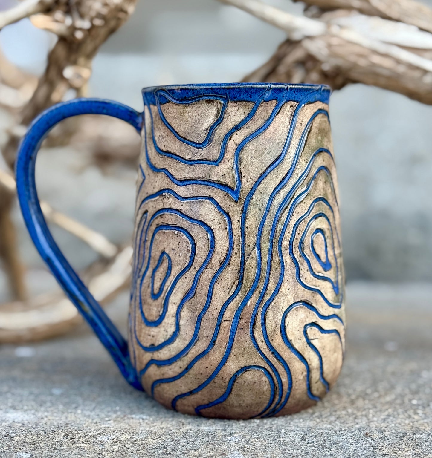 Topography in Blue Mug