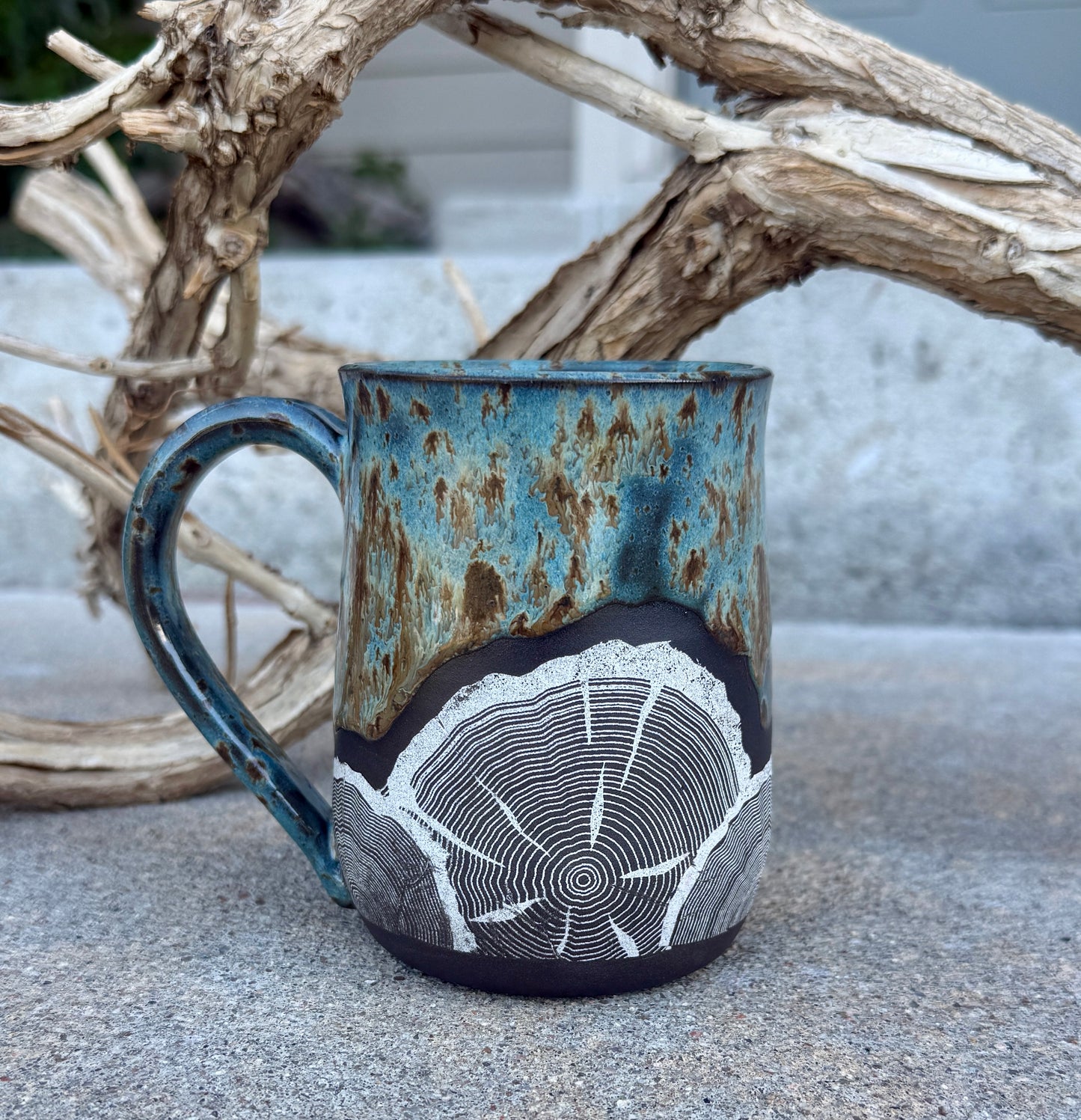 Raw Turquoise Woodgrain Mug - Dark 3