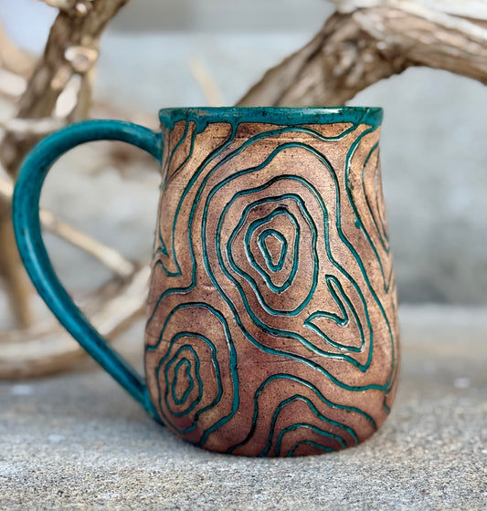 Topography in Teal Mug
