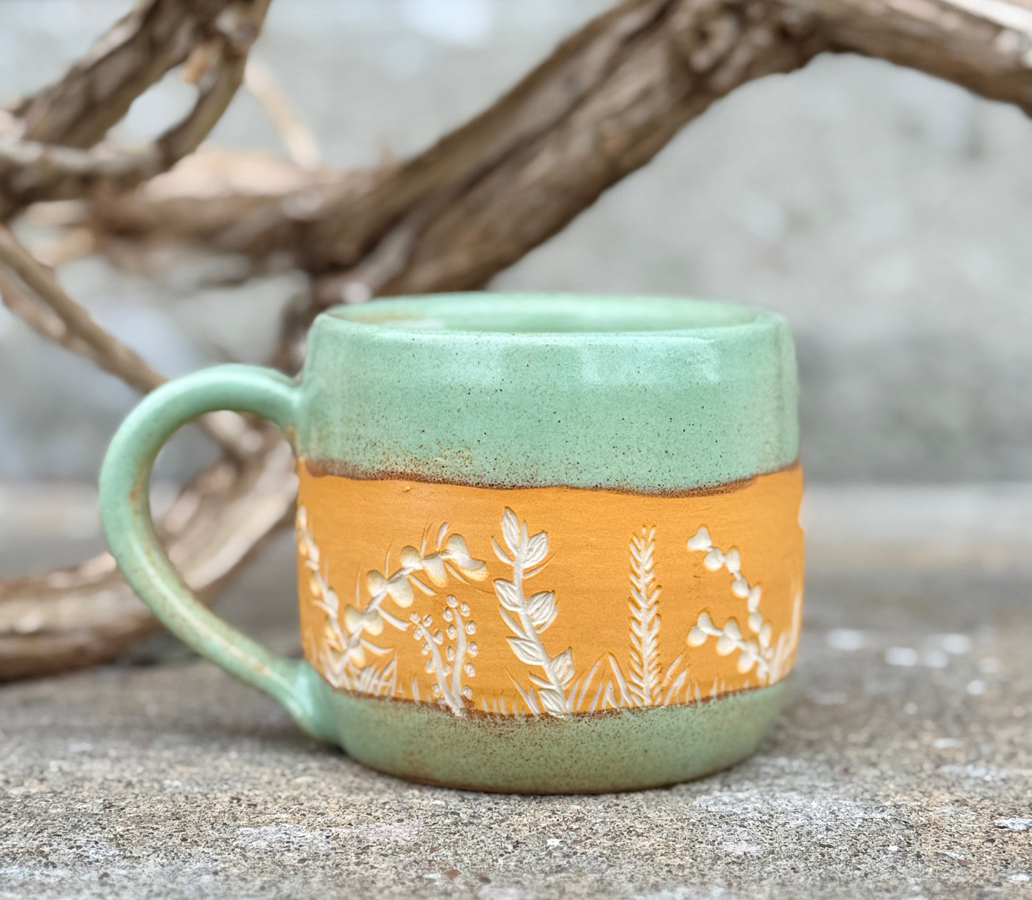 Branches in the Mint Mug - Yellow 2