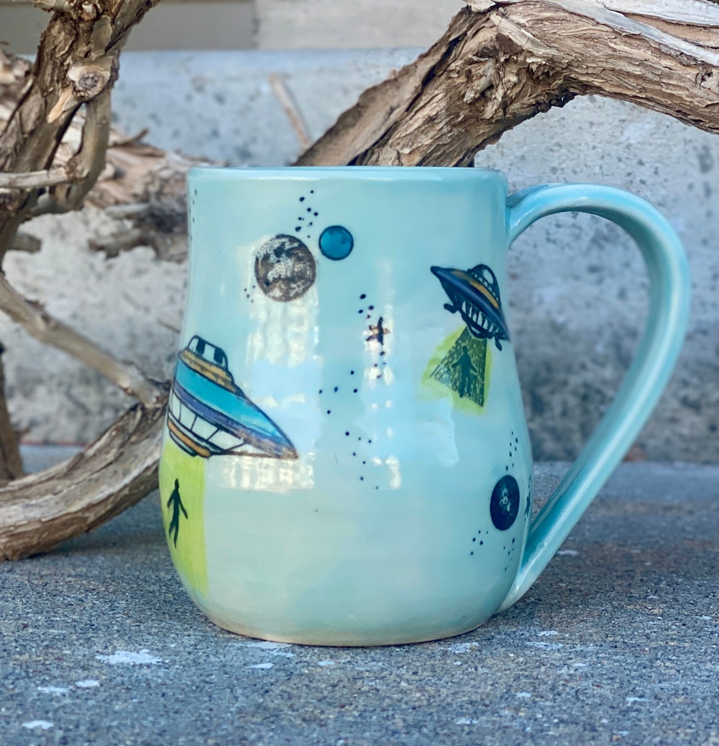 Alien Vacation Mug - Aqua/White