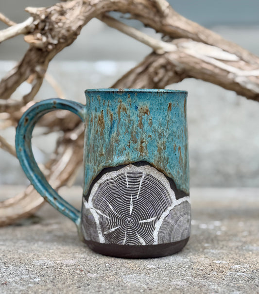 Raw Turquoise Woodgrain Mug - Dark 2