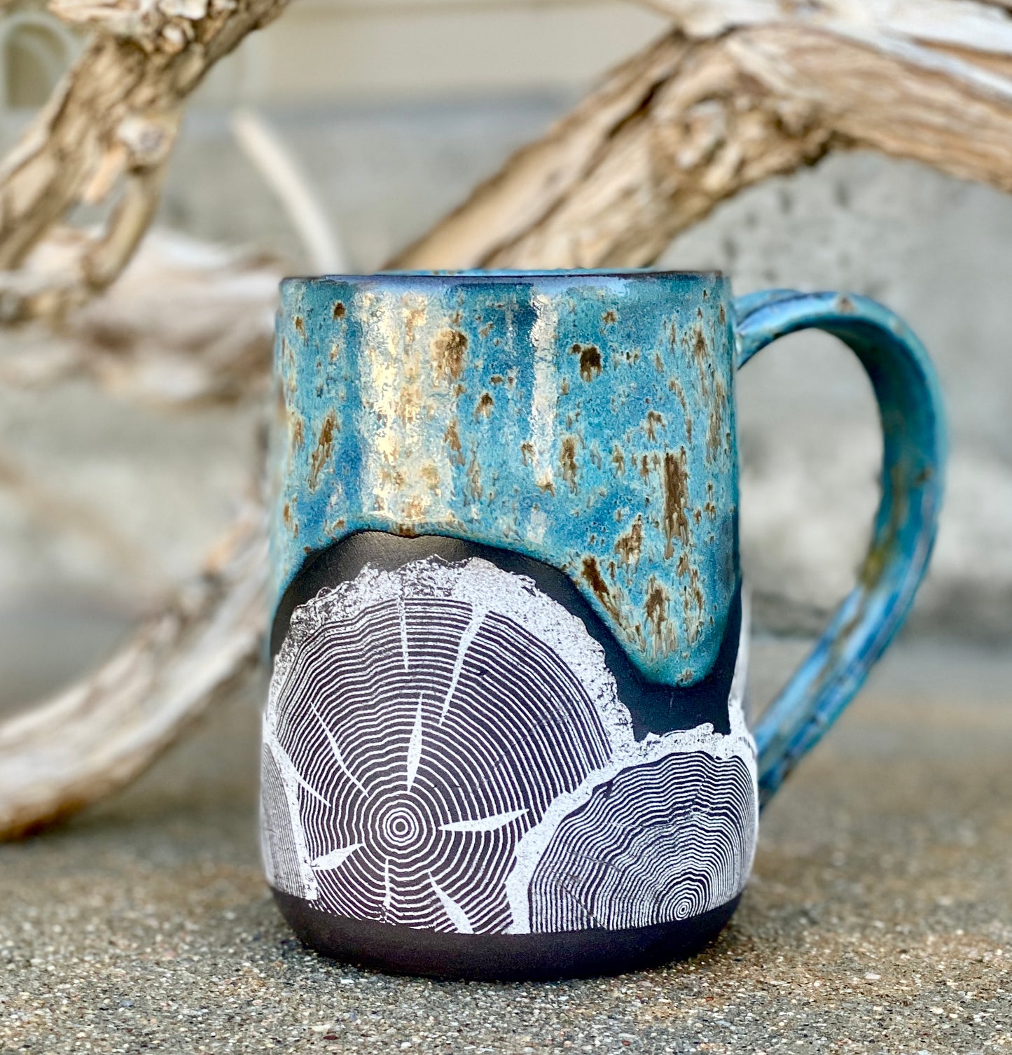 Raw Turquoise Woodgrain Mug