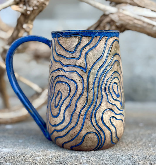Topography in Blue Mug